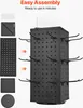 A rotating pegboard display stand with hooks, shown with its assembly components. Anteprima dell’immagine prodotto