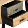 A close-up view of two open drawers of a wooden desk. Voir les images du produit