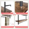 A collage of four images showcasing features of a wooden shelf with metal supports. Anteprima dell’immagine prodotto