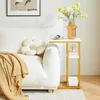 Table d'appoint motif marbre 40x26x61.5 cm blanc or Voir les images du produit 4