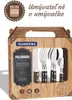A product box for a cutlery set, showing the cutlery through a clear window. Podgląd zdjęcia produktu