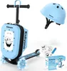 Kidiyana Kinder Scooter Blau + Kinderhelm XS Blau – Produktbild-Vorschau 1