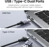 Close-up shots of USB and Type-C ports on a laptop, with corresponding cables being inserted. Náhled obrázku produktu