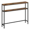 A two-tiered console table with a rustic wood finish and black metal frame. Produktbild-Vorschau