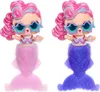 Two mermaid dolls with pink and blue hair, wearing star-shaped sunglasses and sparkly outfits, are displayed side-by-side against a white background. Voir les images du produit
