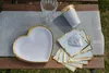 10 Pappteller Herz weiß und gold 22,5 x 20 cm für Taufe und Produktbild-Vorschau 2