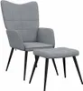 vidaXL Relaxační křeslo s taburetem Světle šedá tkanina Náhled obrázku produktu 4