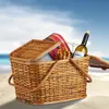 Relaxdays Picknickkorb mit Deckel, geflochten, Stoffbezug, Produktbild-Vorschau 5