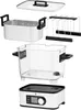 An exploded view of a sous vide cooker with its components laid out. Produktbild-Vorschau