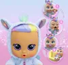 A large Cry Babies doll with a unicorn costume is shown in the foreground, with smaller inset images on the right illustrating different features or play scenarios. Voir les images du produit