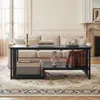 Table basse COSTWAY, table rectangulaire avec 2 tablettes Voir les images du produit 8