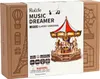 The image shows the packaging of a 3D wooden carousel model kit. Produktbild-Vorschau