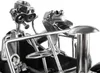 A close-up view of a metal sculpture of a tractor with a driver, made from nuts, bolts, and other hardware. Anteprima dell’immagine prodotto