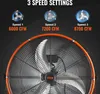 A close-up of a large industrial fan with text overlay describing its speed settings and airflow. Anteprima dell’immagine prodotto