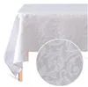 Weiße jacquardgewebte Tischdecke mit Prägung 140 × 240 cm – Produktbild-Vorschau 1
