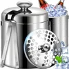 Eiseimer aus Edelstahl mit Deckel & Zange Eiswürfelbehälter Produktbild-Vorschau 1