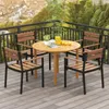 COSTWAY Gartentisch Holz, 100 cm runder Holztisch aus Produktbild-Vorschau 2