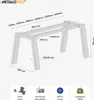 A diagram of metal table legs with dimensions and feature callouts. Voir les images du produit