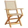 Gartenstühle 4 Stk. Klappbar Beige Poly Rattan & Massivholz Produktbild-Vorschau 3
