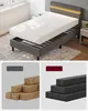 A bed frame with a mattress on top, and below are two comparison images of wood and metal support structures. Náhled obrázku produktu