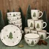 18pcs Set petit déjeuner Sapin de Noël Faïence 6 personnes Voir les images du produit 3
