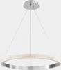 A modern, circular pendant light fixture with a chrome finish and crystal accents, suspended by thin wires against a plain white background. Produktbild-Vorschau