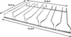 A silver metal rack with multiple rows, likely for holding glasses or bottles, with dimensions indicated by arrows and text. Anteprima dell’immagine prodotto