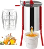A honey extractor with a basket, jars of honey, and bees. Produktbild-Vorschau