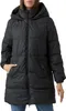A woman wearing a black puffer jacket. Produktbild-Vorschau