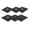 Six black stove burner covers arranged in two rows on a white background. Produktbild-Vorschau