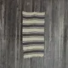 Kleine handgewebte Wolldecke/Läufer wollweiß mit grauen Produktbild-Vorschau 2