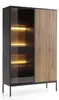 Moderne Geriffelte Hochvitrine LAGOS W2D1SZ Schwarz Eiche Produktbild-Vorschau 4
