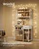 A kitchen shelf unit with appliances and decorative items, illuminated by string lights. Produktbild-Vorschau