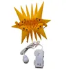 A yellow star-shaped LED light with a battery pack and wire. Produktbild-Vorschau