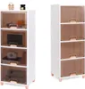Two white storage cabinets with brown drawers are shown against a white background. Náhľad obrázku produktu