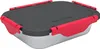 A heated lunchbox with a gray lid and red clasps. Produktbild-Vorschau