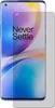 A screen protector is placed over a smartphone screen displaying the text "Never Settle". Produktbild-Vorschau