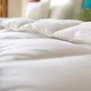 A close-up, angled view of a white duvet or comforter. Produktbild-Vorschau