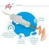A close-up marketing image of an earplug with accompanying feature callouts. Náhľad obrázku produktu