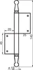A technical drawing of a door hinge with dimensions. Produktbild-Vorschau
