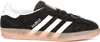 A side view of a black Adidas Gazelle sneaker with white stripes and a transparent sole. Produktbild-Vorschau