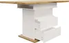 A white table with a wooden top and two open drawers, shown from a side angle. Produktbild-Vorschau