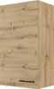 A close-up, angled view of a wooden cabinet door with a black handle. Produktbild-Vorschau