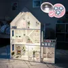 Großes Holz-Puppenhaus 118 cm mit LED und Möbeln – 3 Produktbild-Vorschau 2