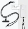 A white smartphone case with a black and white braided lanyard is shown, along with a black phone attachment. Text overlay highlights 'High-quality materials'. Produktbild-Vorschau