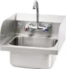 A stainless steel handwashing sink with a faucet and backsplash. Produktbild-Vorschau