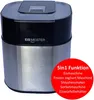 A product shot of an ice cream maker with a red circular overlay containing text about its functions. Produktbild-Vorschau
