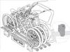 A diagram showing a bike rack attached to a car, with bicycles mounted on it. A close-up inset shows a detail of the bike rack mechanism. Produktbild-Vorschau