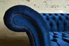 Chesterfield Blaue Leder Couch Klassische Sofa Sitz Polster Produktbild-Vorschau 3