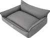 A grey dog bed with raised sides and a pillow. Produktbild-Vorschau